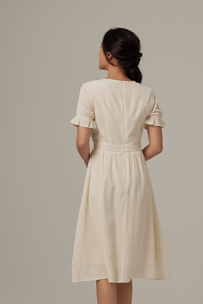 Ria Textured Dress in Cream