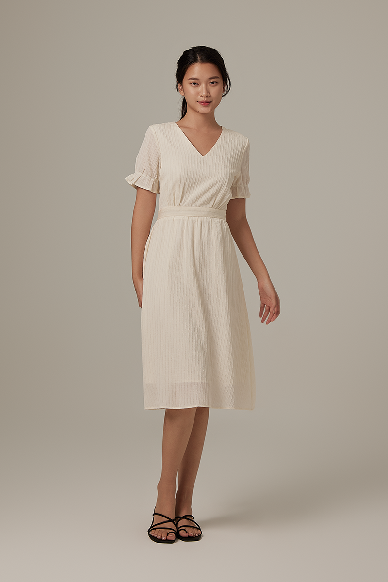 Ria Textured Dress in Cream