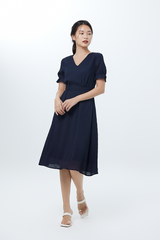 Ria Textured Dress in Navy Blue