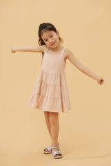 KIDS Phyllis Tiered Dress in Blush