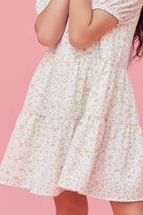 KIDS Fiona Square Neck Dress in White