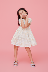 KIDS Fiona Square Neck Dress in White