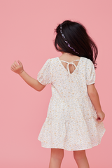 KIDS Fiona Square Neck Dress in White