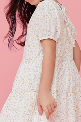 KIDS Fiona Square Neck Dress in White