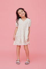 KIDS Fiona Square Neck Dress in White