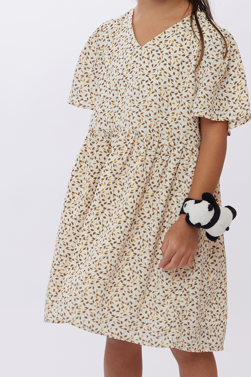 KIDS Misha V-Neck Dress in White