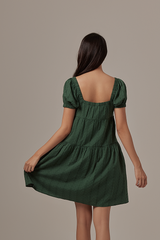 Cleo Tri-Tiered Babydoll Dress in Green