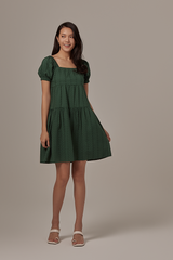 Cleo Tri-Tiered Babydoll Dress in Green