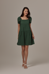 Cleo Tri-Tiered Babydoll Dress in Green