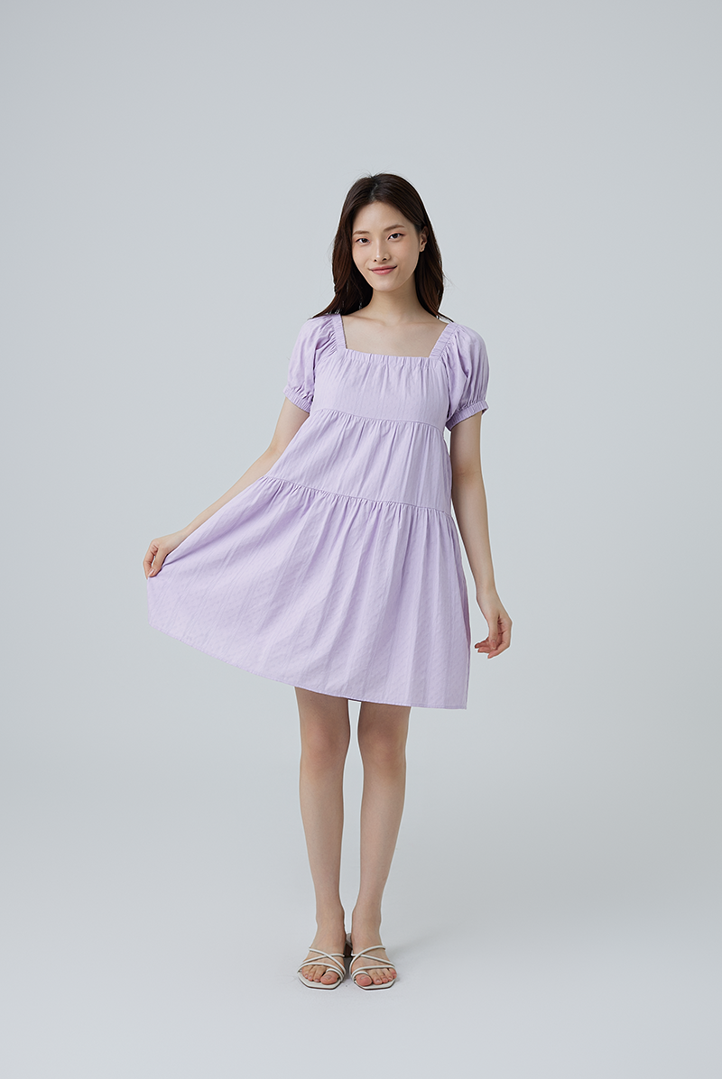 Cleo Tri-Tiered Babydoll Dress in Lilac