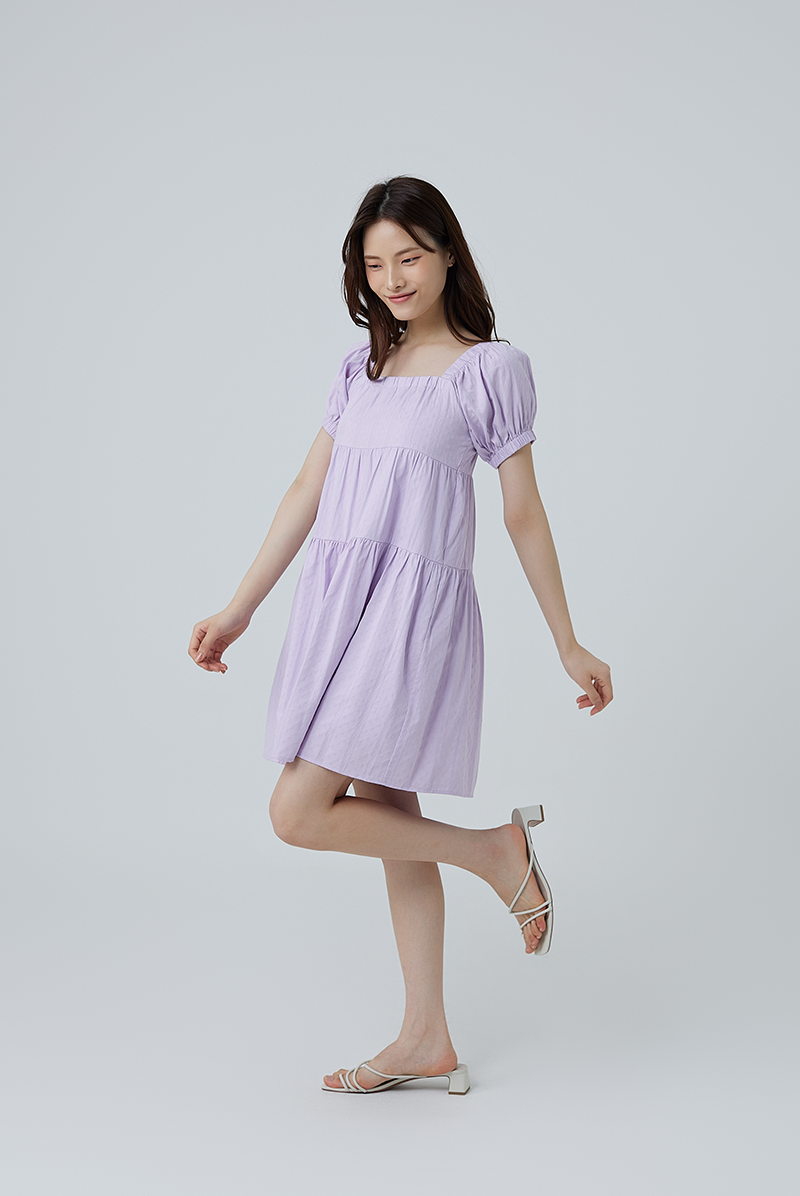 Cleo Tri-Tiered Babydoll Dress in Lilac