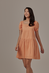 Cleo Tri-Tiered Babydoll Dress in Tangerine