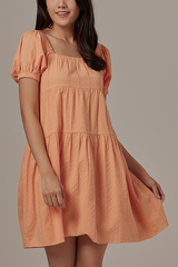Cleo Tri-Tiered Babydoll Dress in Tangerine