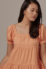 Cleo Tri-Tiered Babydoll Dress in Tangerine
