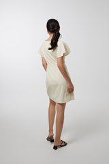 Julia Flowy Sleeve Button Dress in Rice