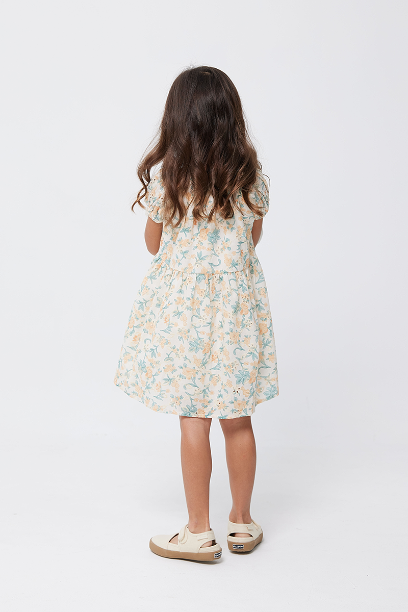 KIDS Elin Textured Babydoll Dress in Cream