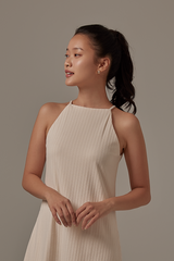 Alayana Halter Neck Dress in Cream