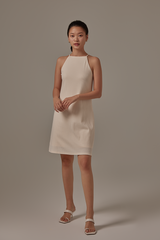 Alayana Halter Neck Dress in Cream