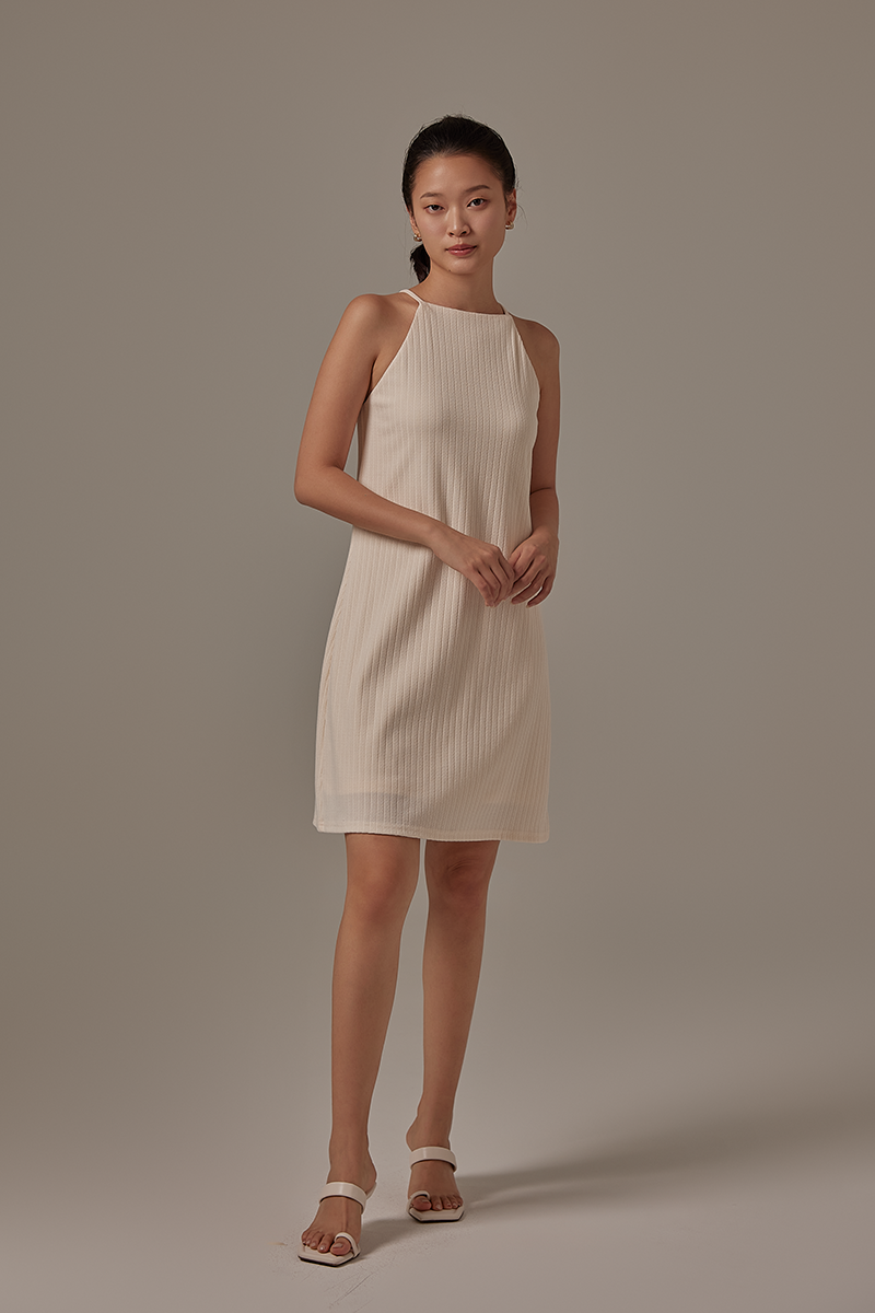 Alayana Halter Neck Dress in Cream
