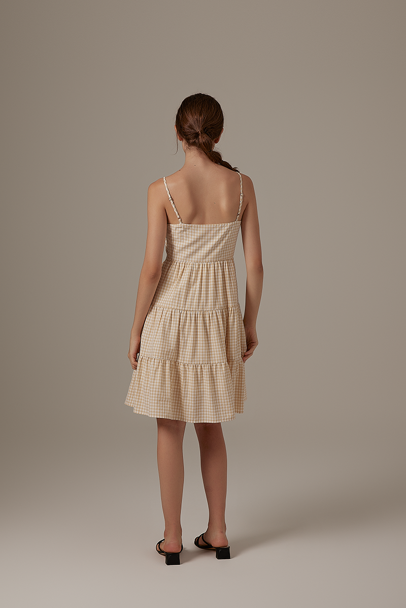 Fyna Tri-tiered Dress in Khaki