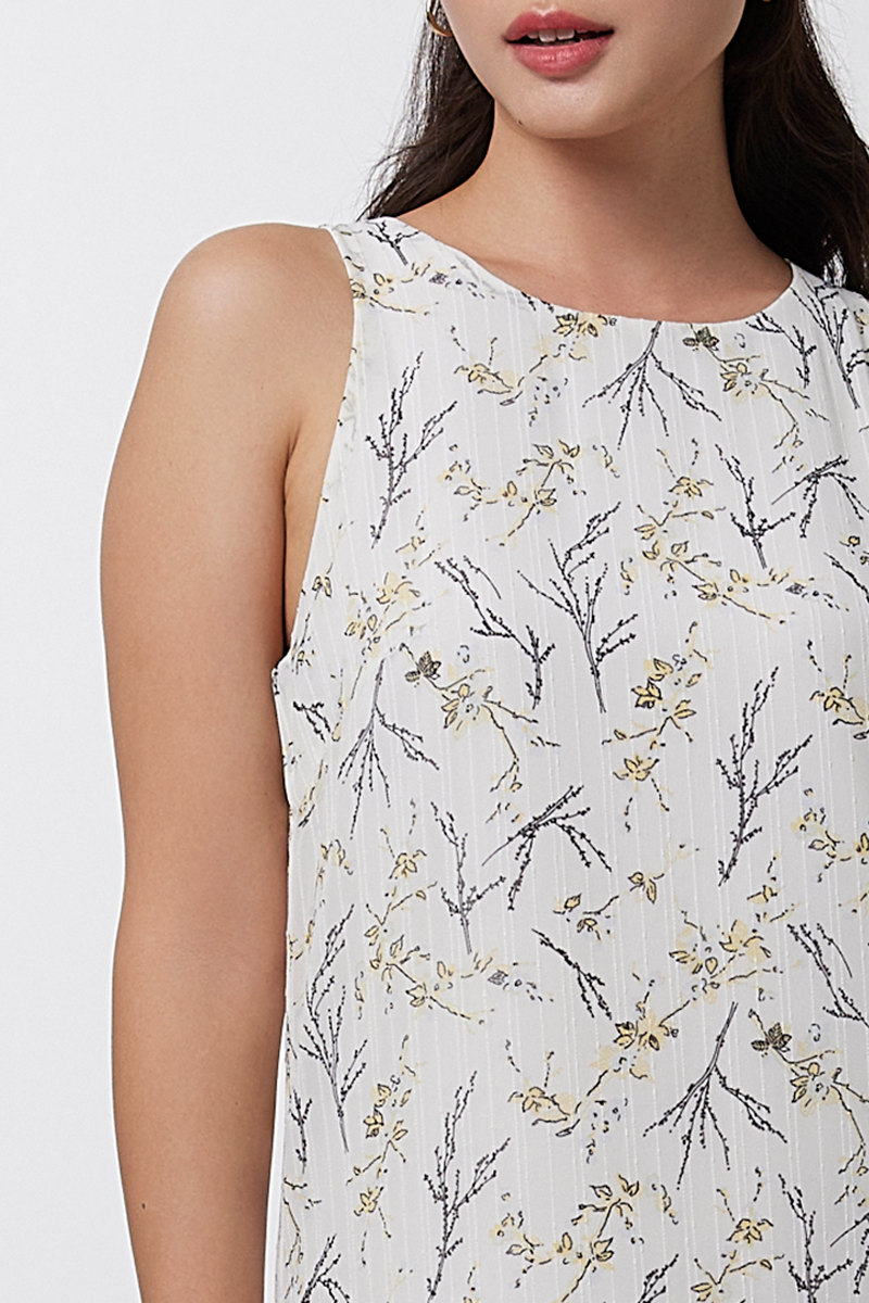 Lucille Floral Dress in White