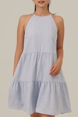 Neila Halter Neck Tiered Dress in Baby Blue