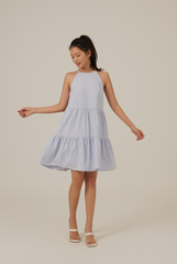 Neila Halter Neck Tiered Dress in Baby Blue