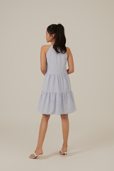 Neila Halter Neck Tiered Dress in Baby Blue