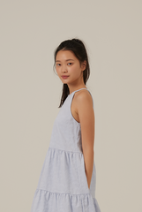 Neila Halter Neck Tiered Dress in Baby Blue