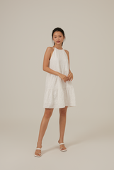 Neila Halter Neck Tiered Dress in White