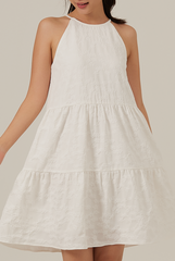Neila Halter Neck Tiered Dress in White