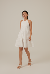 Neila Halter Neck Tiered Dress in White