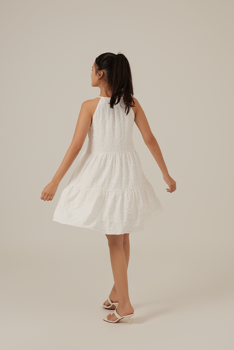 Neila Halter Neck Tiered Dress in White