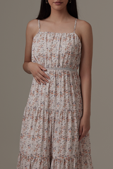 Bexley Tri-Tiered Maxi Dress in Beige