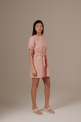 Analia Puff Sleeve Dress in Blush