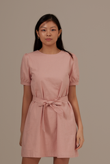 Analia Puff Sleeve Dress in Blush