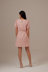 Analia Puff Sleeve Dress in Blush