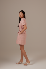 Analia Puff Sleeve Dress in Blush