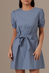 Analia Puff Sleeve Dress in Denim Blue