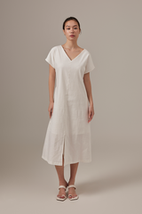 Teresha Batwing Column Dress in White