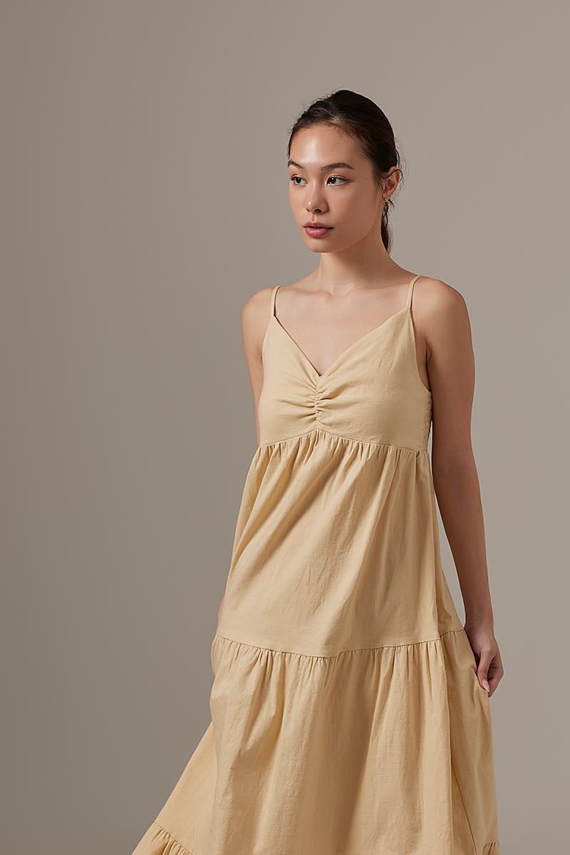 Arissa Tri-Tiered Maxi Dress in Banana