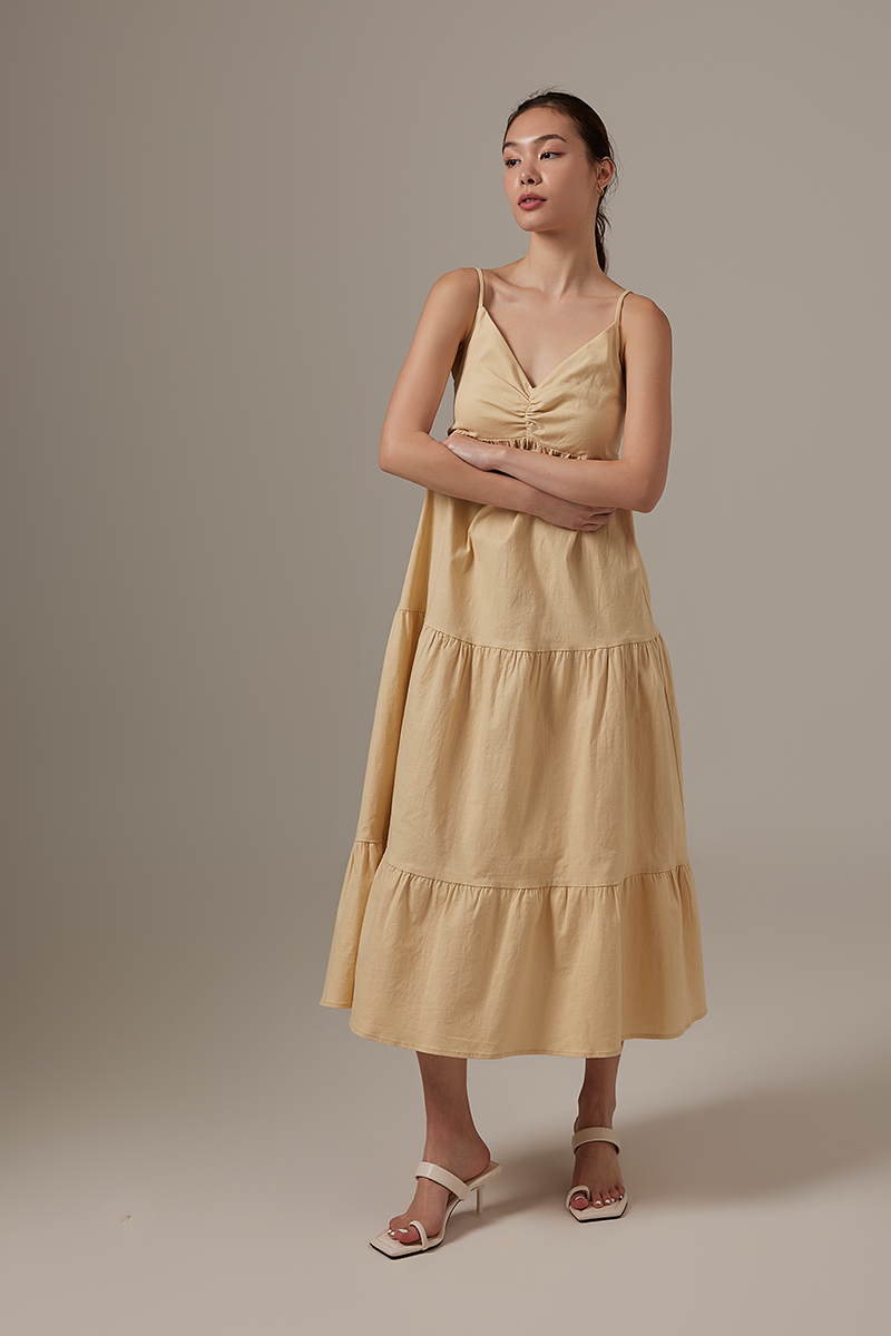 Arissa Tri-Tiered Maxi Dress in Banana