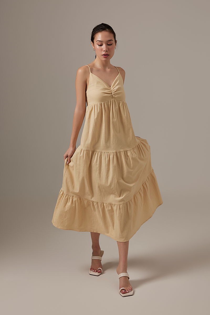 Arissa Tri-Tiered Maxi Dress in Banana