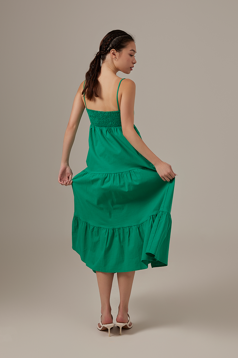 Arissa Tri-Tiered Maxi Dress in Green