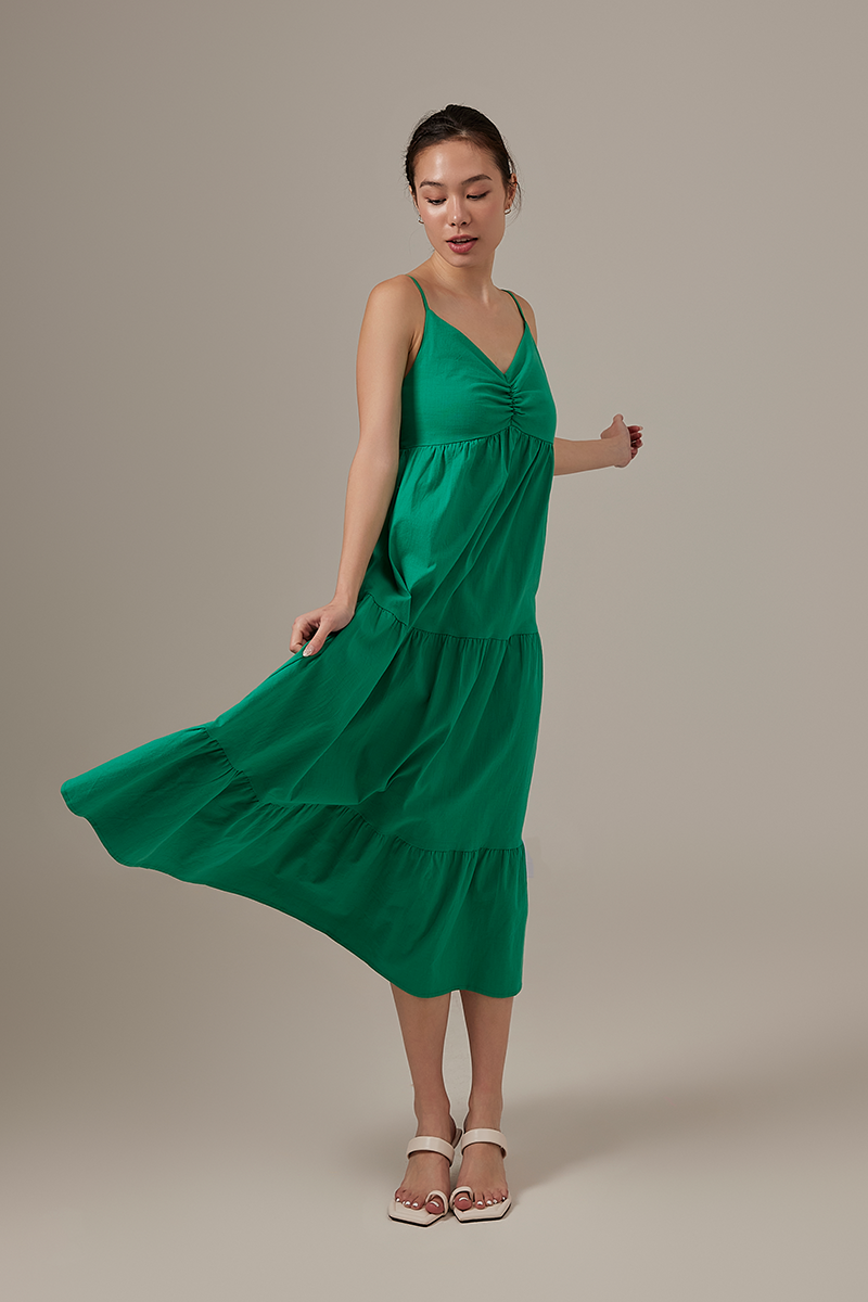 Arissa Tri-Tiered Maxi Dress in Green