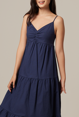Arissa Tri-Tiered Maxi Dress in Navy Blue