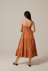 Arissa Tri-Tiered Maxi Dress in Orange