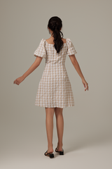 Finola Checkered Wrap Dress in Khaki