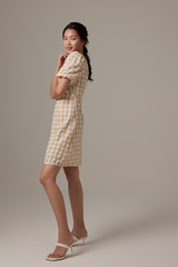 Finola Checkered Wrap Dress in Yellow