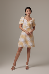 Finola Checkered Wrap Dress in Yellow
